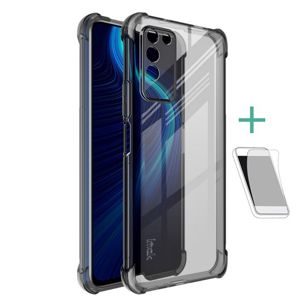 IMAK szilikon telefonvédő (közepesen ütésálló, légpárnás sarok + képernyővédő fólia) FÜSTSZÍNŰ [Honor X10 5G] (5996457990290)