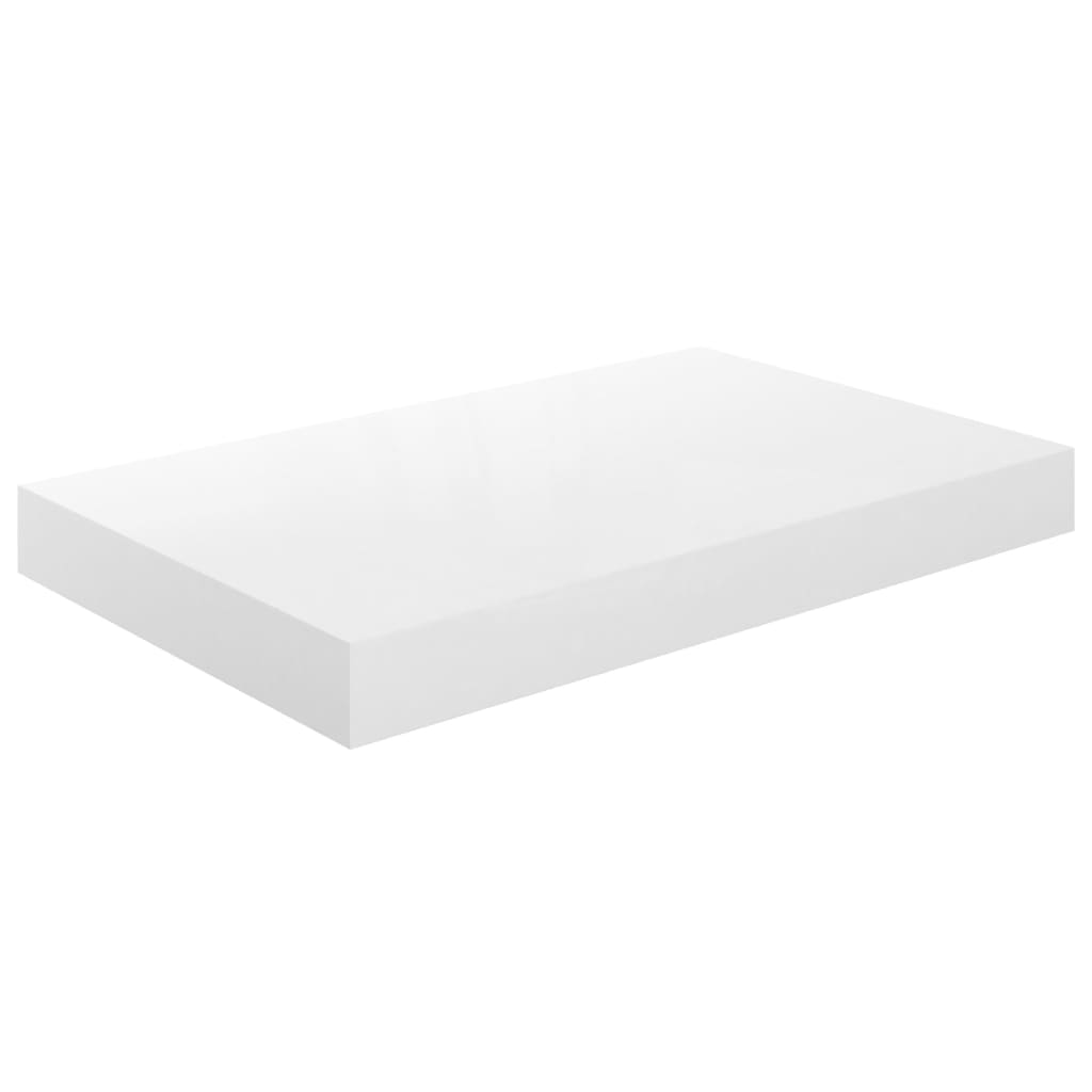 magasfényű fehér MDF lebegő fali polc 40 x 23 x 3,8 cm (323742)