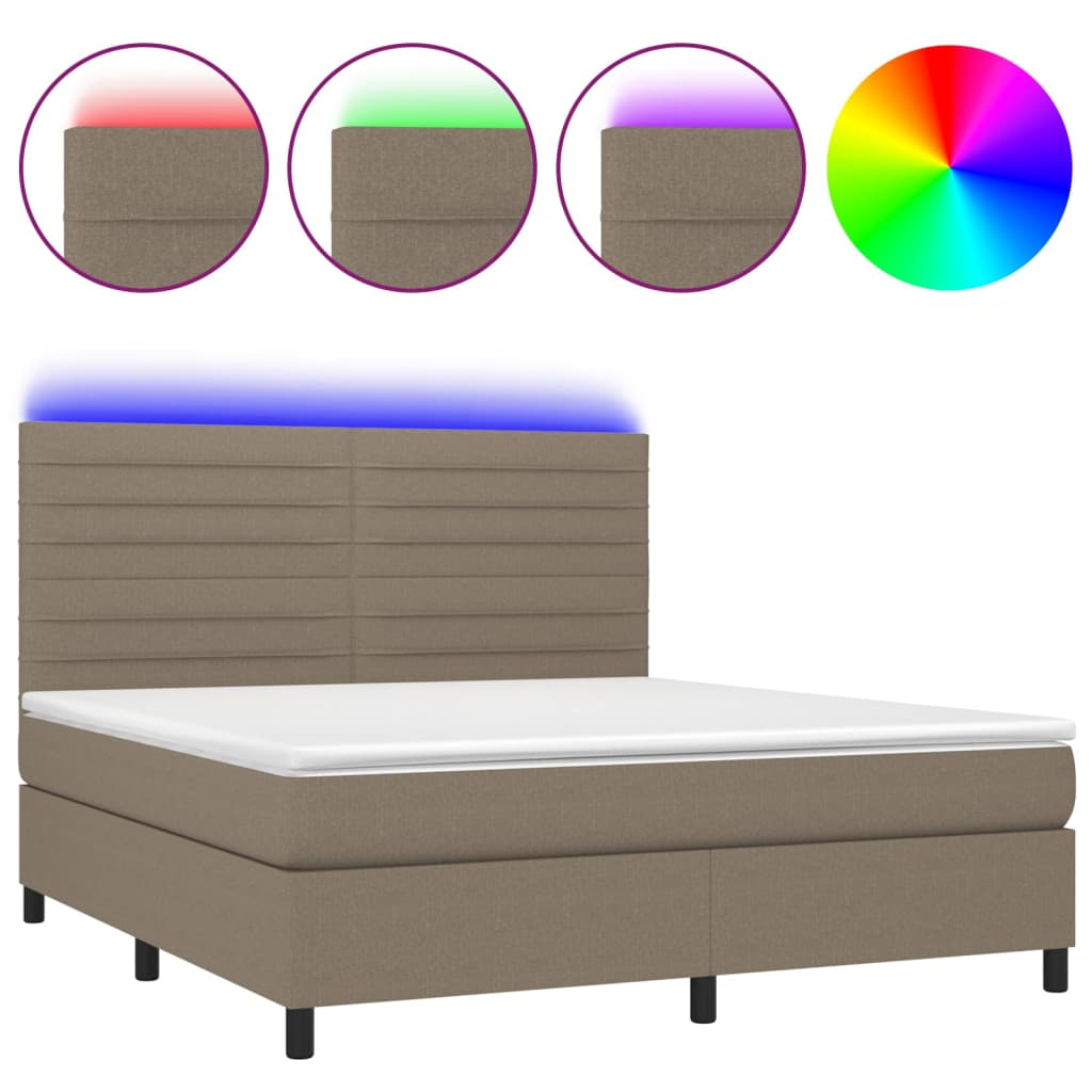tópszínű szövet rugós és LED-es ágy matraccal 160x200 cm (3134969)