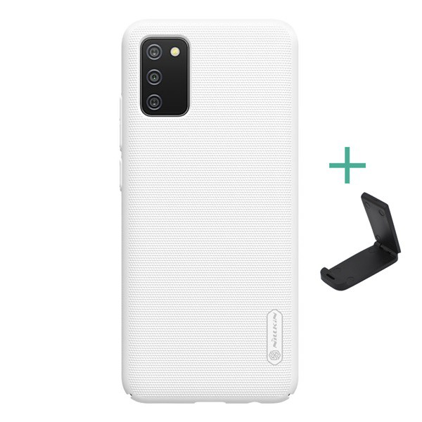 NILLKIN SUPER FROSTED műanyag telefonvédő (gumírozott, érdes felület + asztali tartó) FEHÉR [Samsung Galaxy A02s (SM-A025F)] (5996591036212)