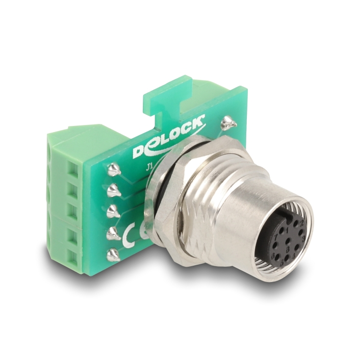 Delock M12 transzfer modul adapter 8 tűs A-kódú anya - 9 tűs sorkapocs installáláshoz (60663) (60663)