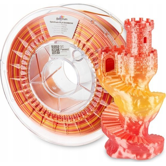 SPECTRUM Tisková struna (filament) PLA SILK RAINBOW 1.75mm FIRE RED 1kg