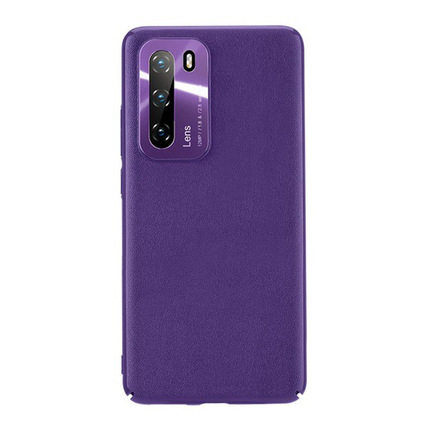 JOYROOM STAR LORD műanyag telefonvédő (ultravékony, fém kameravédő keret, bőr hatású bevonat) LILA [Huawei P40]