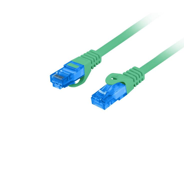 Екраниран кабел S / FTP, Lanberg 42724, cat 6A, щепсел 2xRJ45, дължина 15 m, AWG 26, 500 MHz, LSZH, мрежова връзка, ethernet, зелен