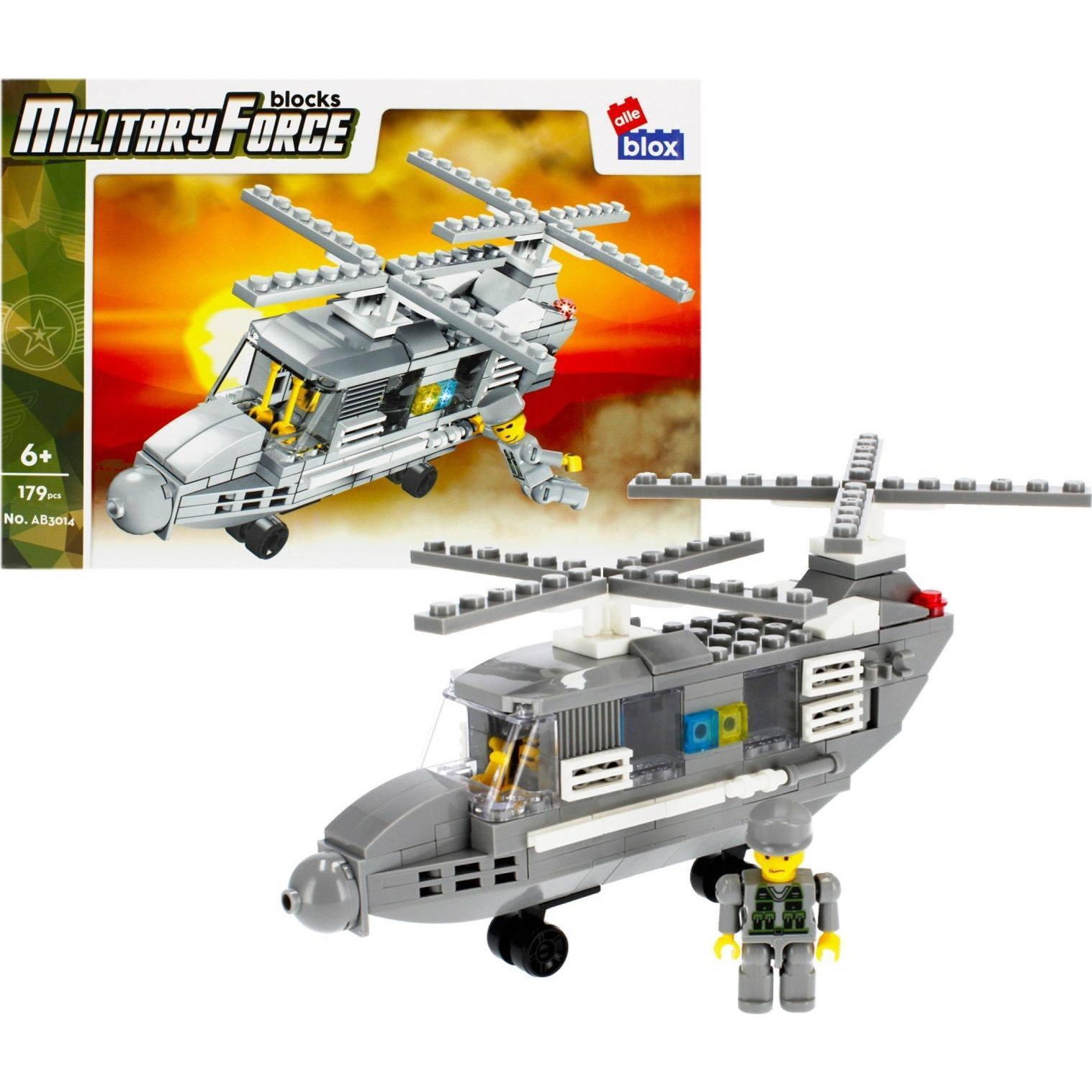 AlleBlox - Military Force Katonai Helikopter 179 db-os Építőkocka Játékszett AB3014 (AB3014)