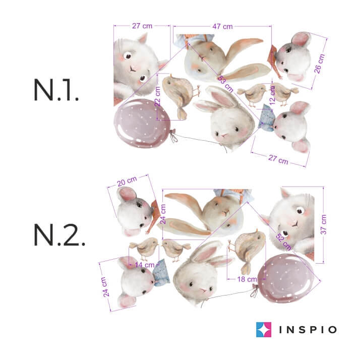 Falmatricák - Akvarell állatkák a komód mögé N.1 - JOBBRA (9339f)