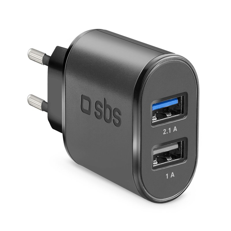 SBS TETR2USB21AFAST 2x USB Type-A Hálózati töltő - Fekete (10W) (TETR2USB21AFAST)