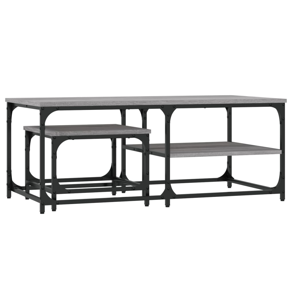 2 db szürke sonoma színű szerelt fa rakásolható dohányzóasztal (835397)