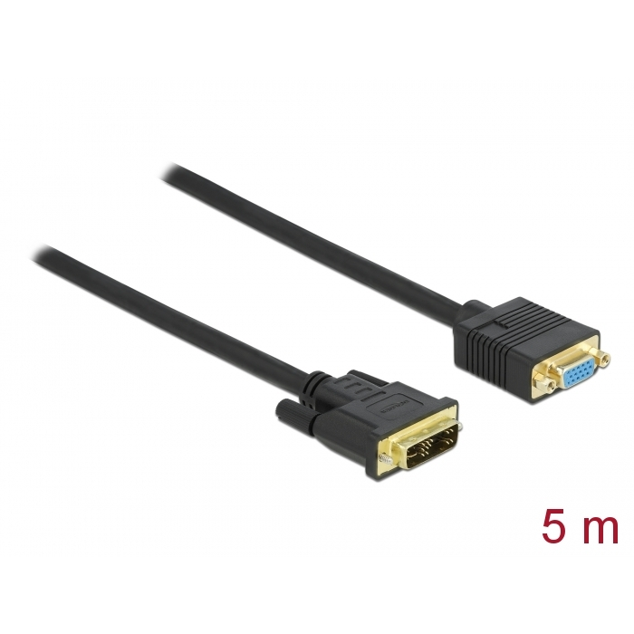 Delock Kábel DVI 12+5 csatlakozódugóval - VGA csatlakozódugóval 5 m (86755) (86755)
