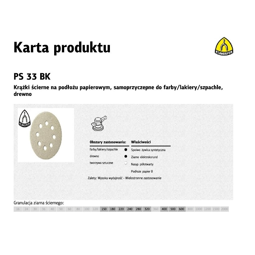 TÉPŐZÁRAS CSISZOLÓPAPÍR KORONG 125mm KLINGSPOR PS33BK GLS5 P320 100db (147839)