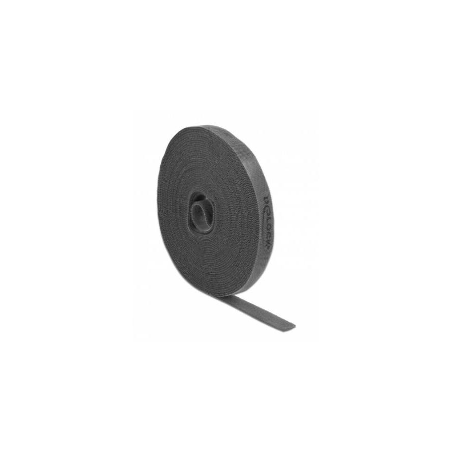 DELOCK Klettband auf Rolle L 10 m x B 15 mm schwarz (18385)