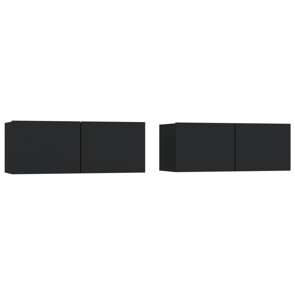 2 db fekete szerelt fa TV-szekrény 80 x 30 x 30 cm (804536)