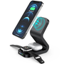 Univerzális vezeték nélküli töltő állomás 3in1, Qi Wireless, 15W, asztali tartó, mágneses, MagSafe kompatibilis, B16, fekete