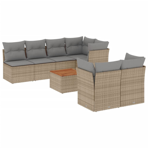 Set canapele de grădină, 6 piese, cu perne, bej, poliratan