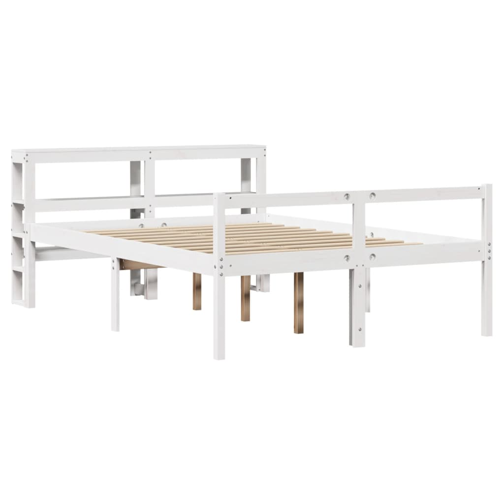 fehér tömör fenyőfa ágy időseknek fejtámlával 150 x 200 cm (3305868)