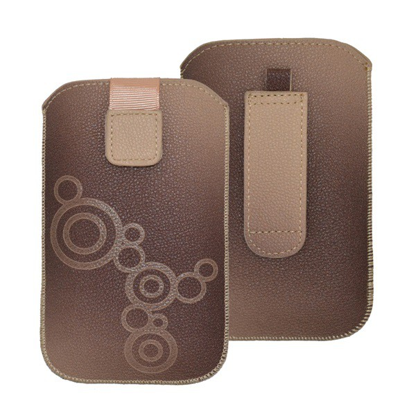 DEKOCASE 2 tok álló (kör minta, kihúzható tépőzár, övre fűzhető, univerzális, XXXL méret) BARNA [Alcatel One Touch Pixi 4 (OT-4034A)] (5996457425372)