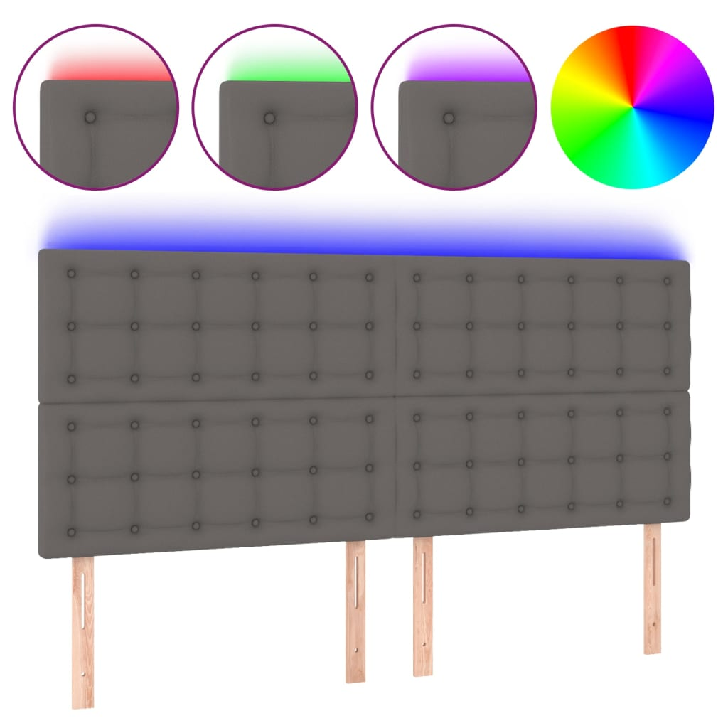 szürke műbőr LED-es fejtámla 160x5x118/128 cm (3122524)
