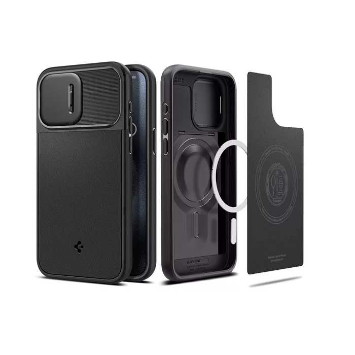 Spigen Optik Armor Apple iPhone 15 Pro Max Magsafe Tok - Fekete (ACS06599)
