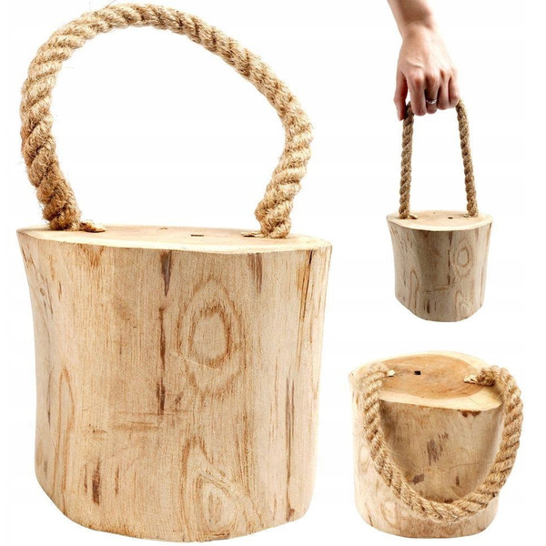 Stoper odbojnik ogranicznik do drzwi drewniany z liną 15 cm