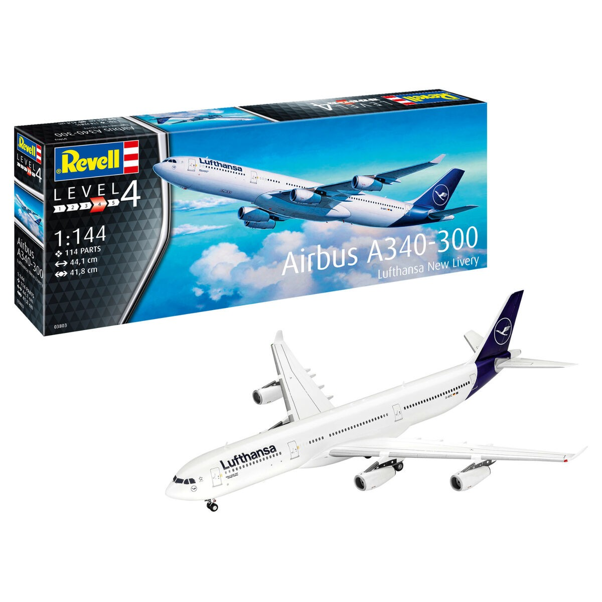 Revell A340-300 Lufthansa New Livery Airbus műanyag makett 1:144 (03803)
