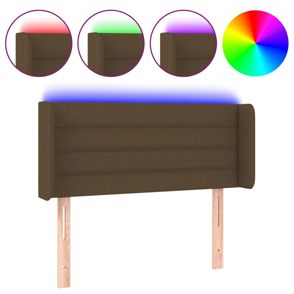 sötétbarna szövet LED-es fejtámla 83 x 16 x 78/88 cm (3123353)