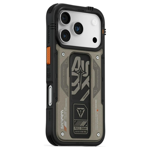 Skinarma Aegis tok iPhone 17 Pro készülékhez Magnetic Charging + Grip Stand szürke