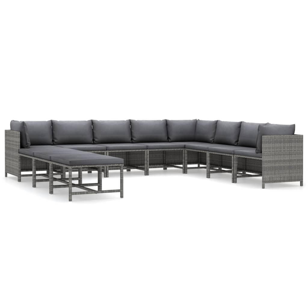 11 részes szürke polyrattan kerti ülőgarnitúra párnákkal (3059775)