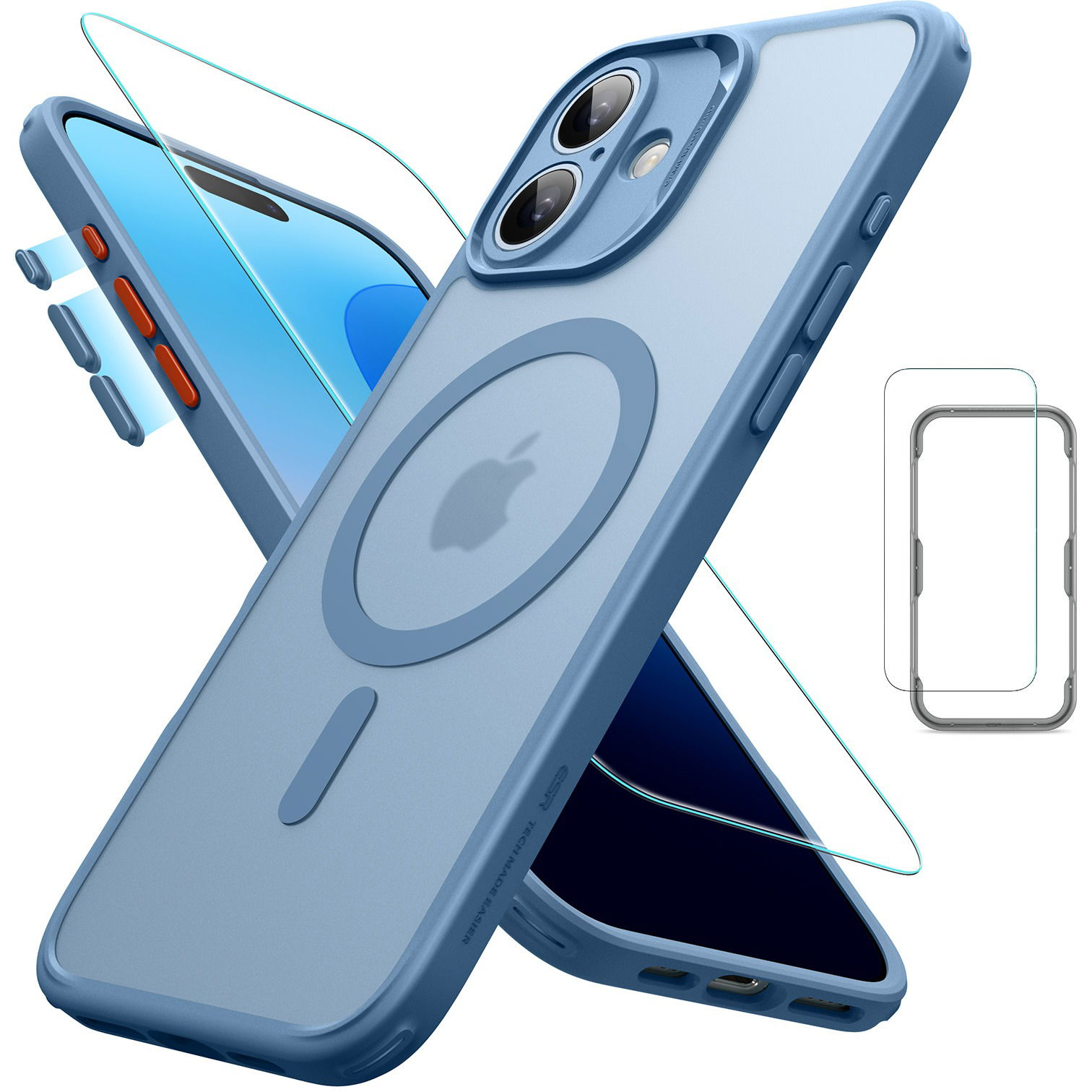 ESR Classic Pro Case (HaloLock) Set, Compatible with iPhone 16 Plus, Frosted Blue tok (1A7770301)