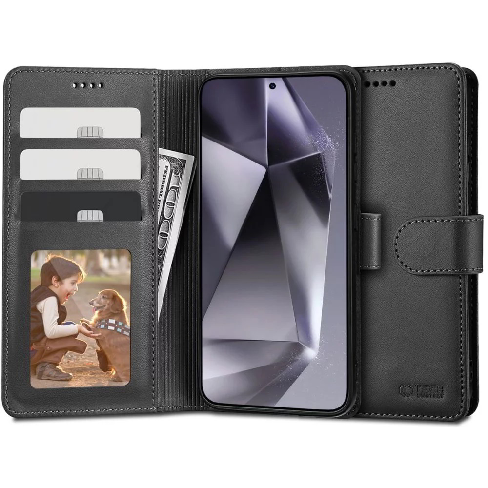 Tech-Protect Wallet Galaxy S24 Ultra Flip Tok - Fekete (5906203690565)
