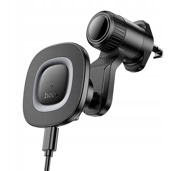 Hoco autós tartó (szellőzőre, mágneses, 360°, wireless, gyorstöltő, 15W) FEKETE (HW30)