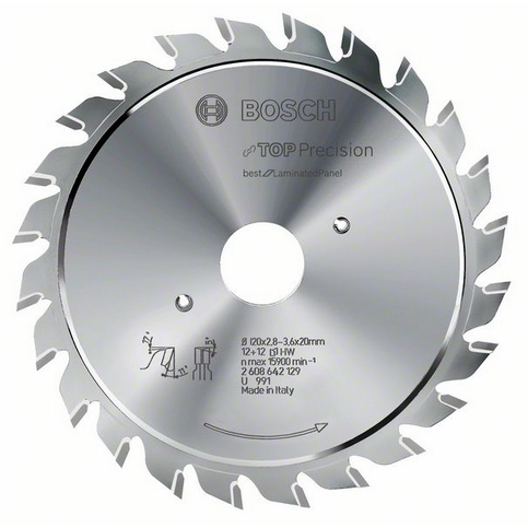 BOSCH 2608642131 Top Precision Laminated Panel elővágó körfűrészlap, 125×20×2,8-3,6 mm, 12+12