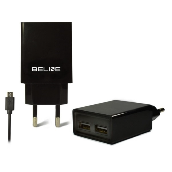 Nabíječka do sítě 2xUSB + microUSB 2A černá