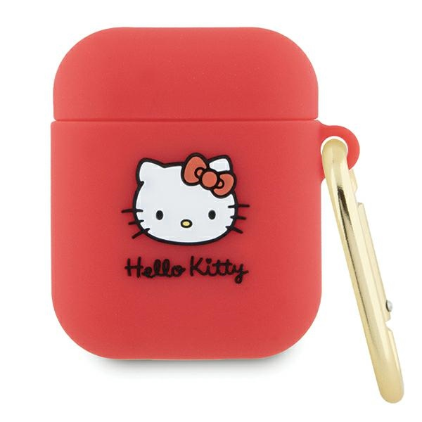 Hello Kitty 3D Kitty Head Airpods Pro 2 Szilikon tok - Piros (HKAP23DKHSF)