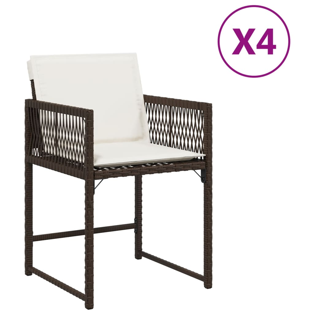 4 db barna polyrattan kerti szék párnával (365020)