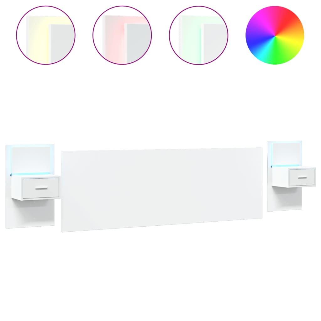 fehér szerelt fa ágyfejtámla szekrényekkel 240 cm (3295352)