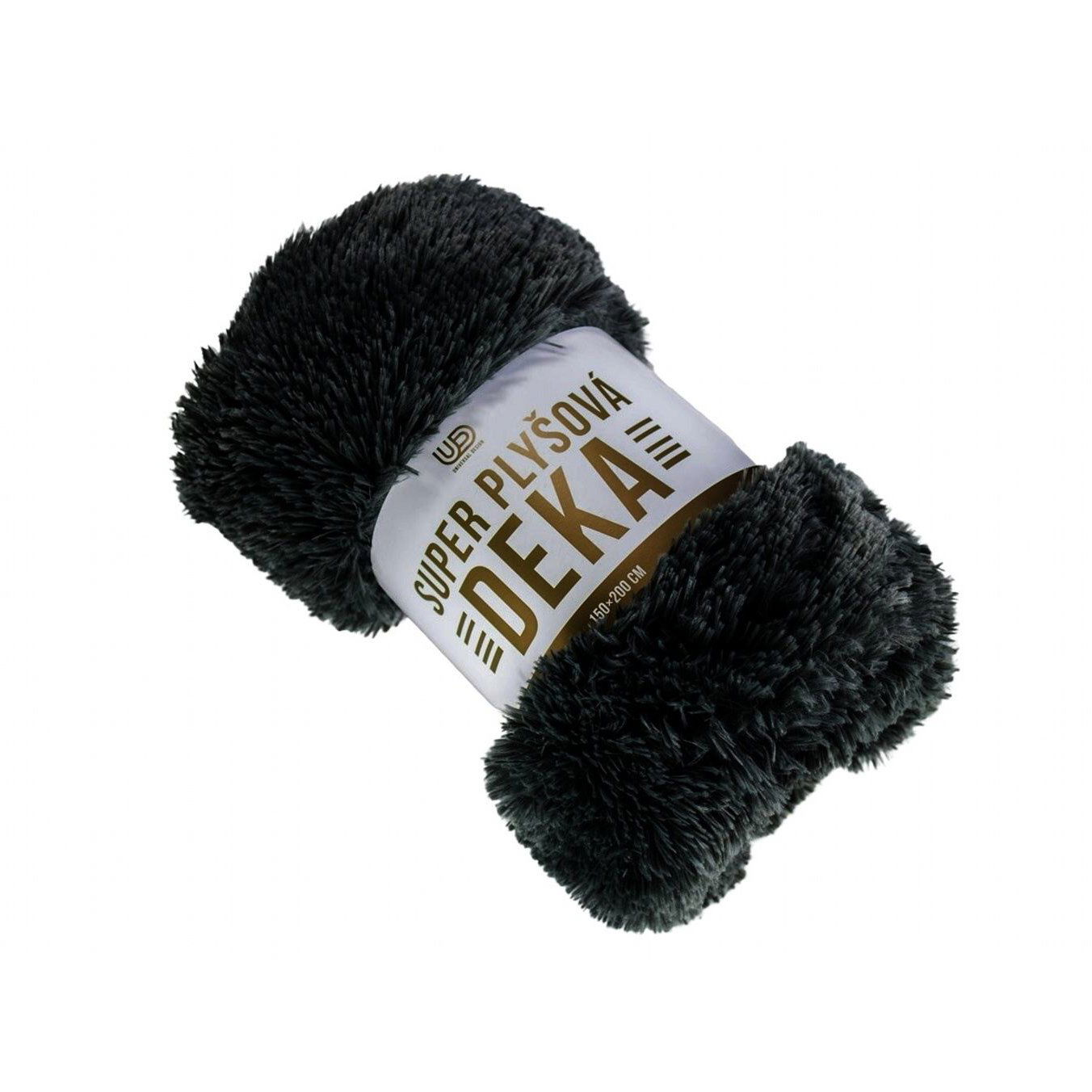 JERRY FABRICS Pléd, hosszú szálú, fekete, 150×200 cm (8592753037867)