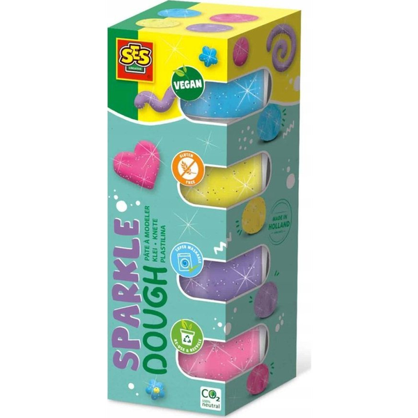 SES Creative 00515 composto per ceramica e modellazione Pasta modellabile 360 g Blu, Rosa, Viola, Giallo 4 pz