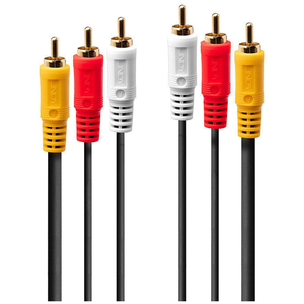 Lindy 35690 audio kabel 1 m 3 x RCA Zwart, Rood, Wit, Geel