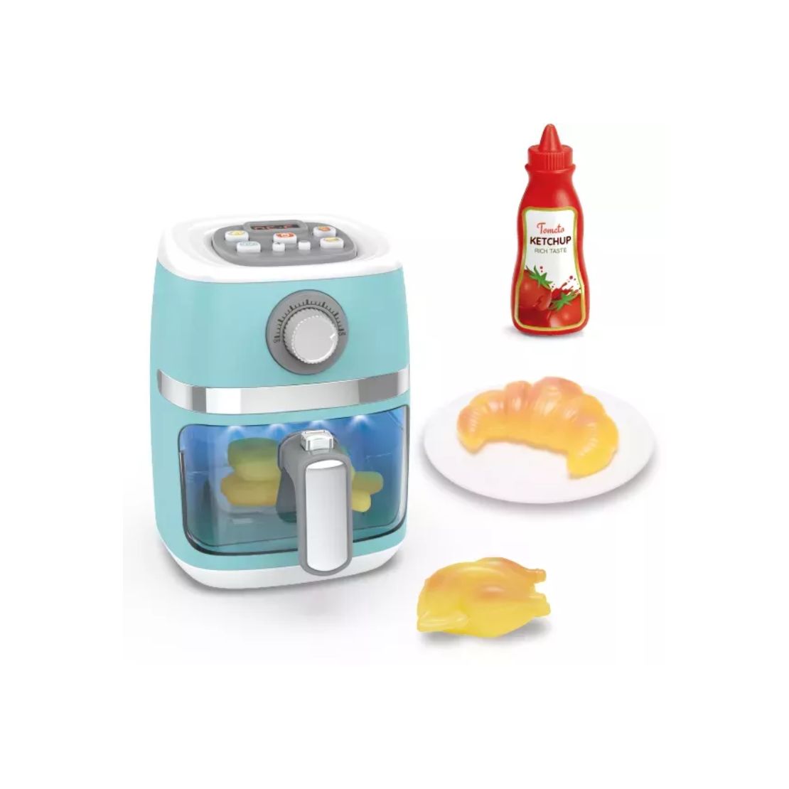 Világító játék Air Fryer szett műételekkel gyerekeknek - Kék (3275)