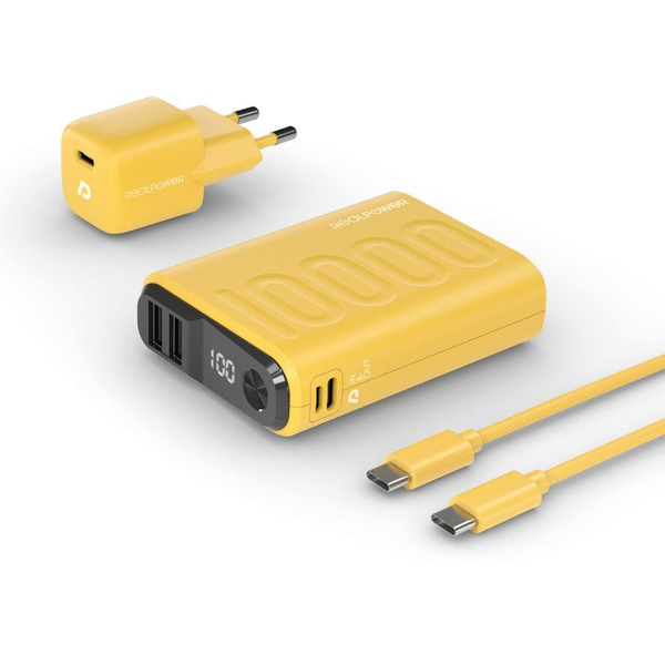 RealPower Powerbanka 10000mAh, žlutá