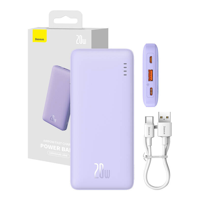 Baseus Airpow Powerbank USB-A + Type-C 10000mAh 20W - Lila (P10022801513-00)