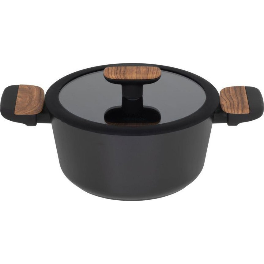 Resto MON 93187 Rozsdamentes Acél Lábas Üveg fedővel Ø 20cm 2,6L - Fekete (93187)