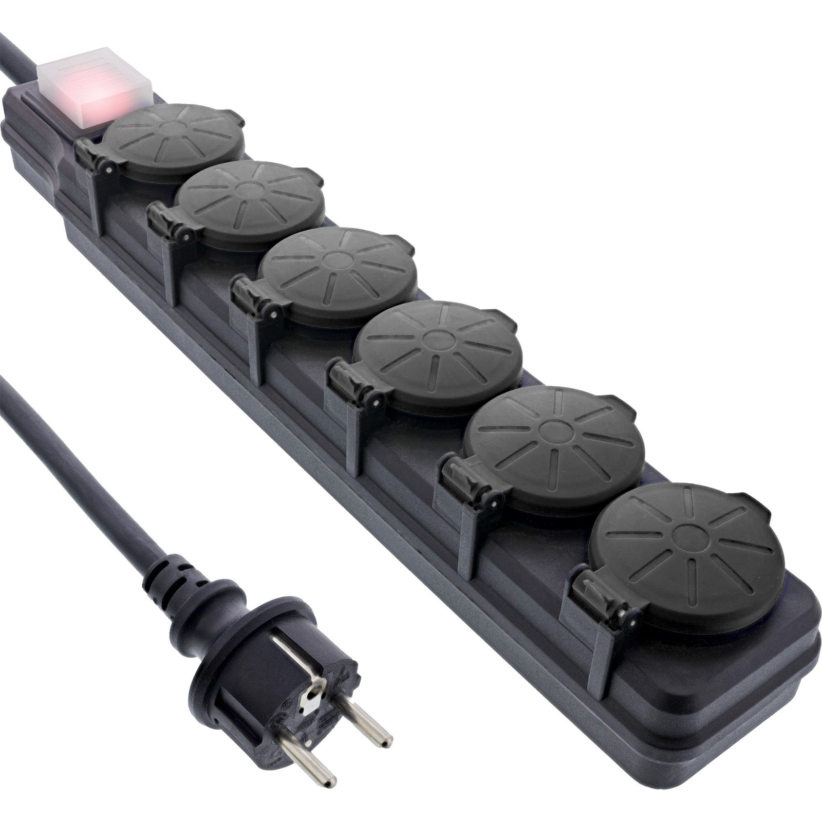 InLine 16496O elektromos elosztó 3 M 6 AC kimenet(ek) Fekete