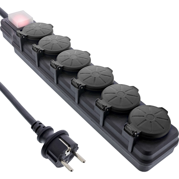 InLine 16496O prolunghe e multiple 3 m 6 presa(e) AC Nero