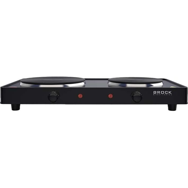 Brock EP 200 BK, 2500W, 2 zónás, 18,5 & 15,5 cm, Öntöttvas, Hordozható, Fekete, Elektromos főzőlap