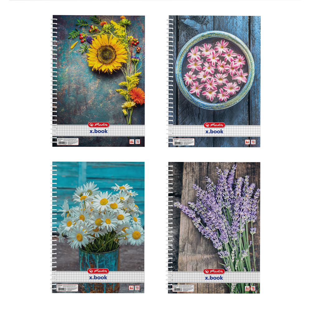 Herlitz Flower 70 lapos A4 kockás spirálfüzet - Többfajta (09542861)