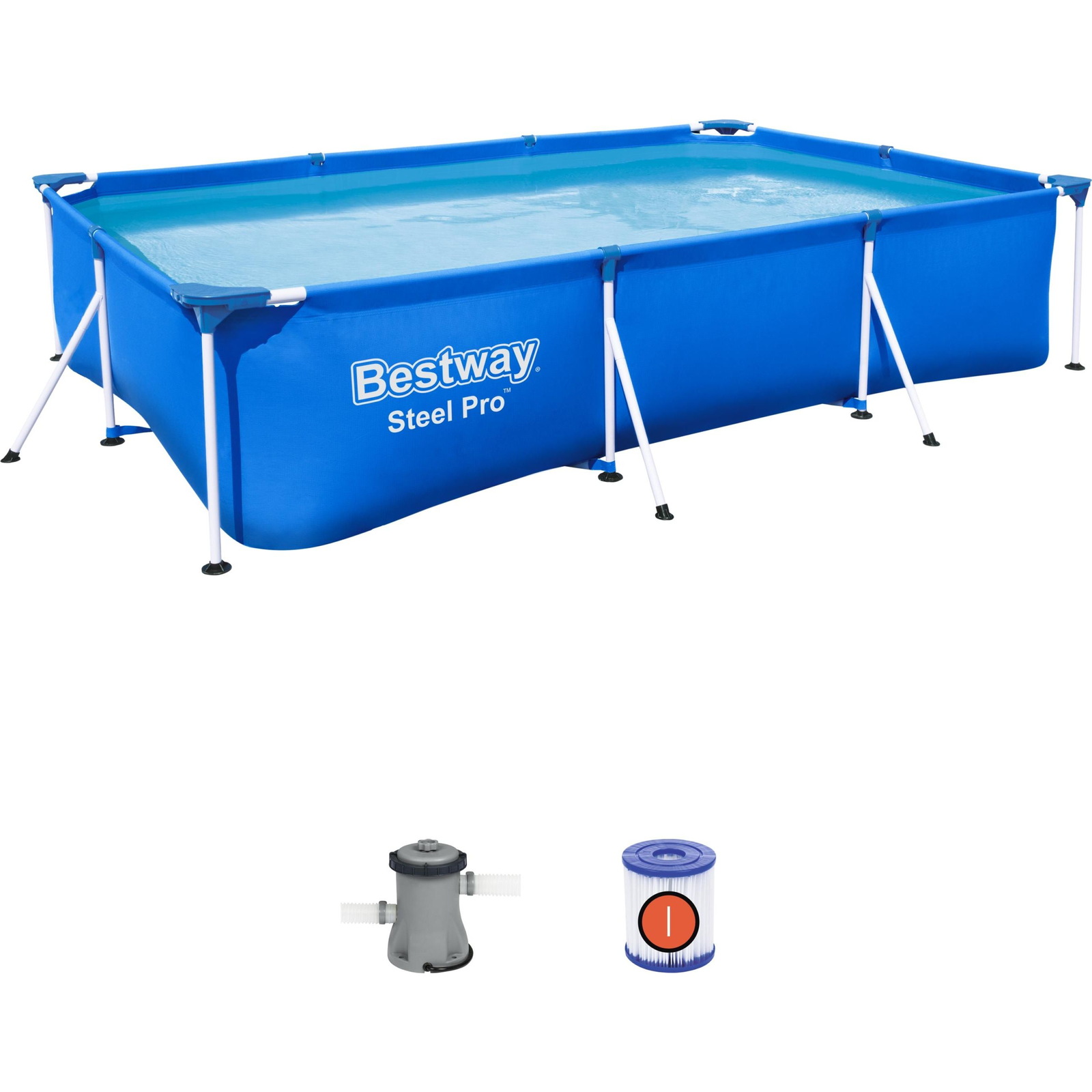 Bestway Steel Pro 56411 Négyszögletű medence (300 x 201 x 66 cm) (3586)