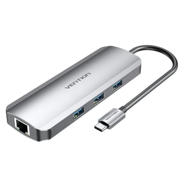Vention TOLHB replicatore di porte e docking station per laptop Cablato USB 3.2 Gen 1 (3.1 Gen 1) Type-C Argento