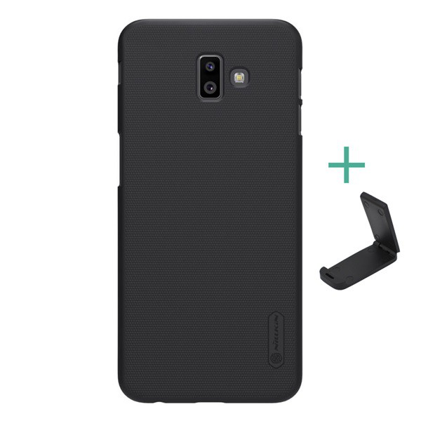 NILLKIN SUPER FROSTED műanyag telefonvédő (gumírozott, érdes felület + asztali tartó) FEKETE [Samsung Galaxy J6 Plus (SM-J610F)] (5996457820948)