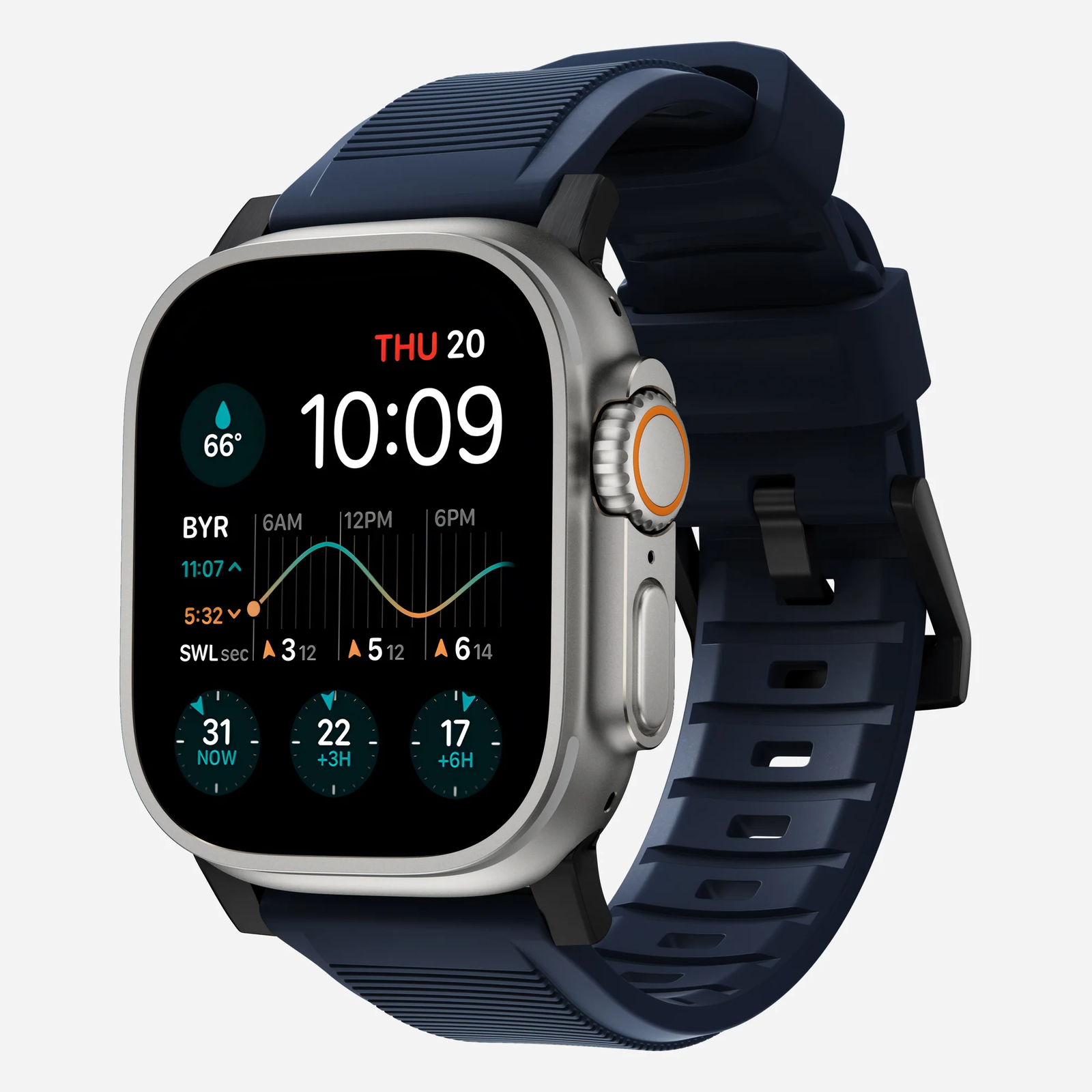 Nomad Rugged Apple Watch S4/S5/S6/S7/S8/S9/SE/Ultra Szíj 42/44/45/49mm - Kék/Fekete (NM01295785)